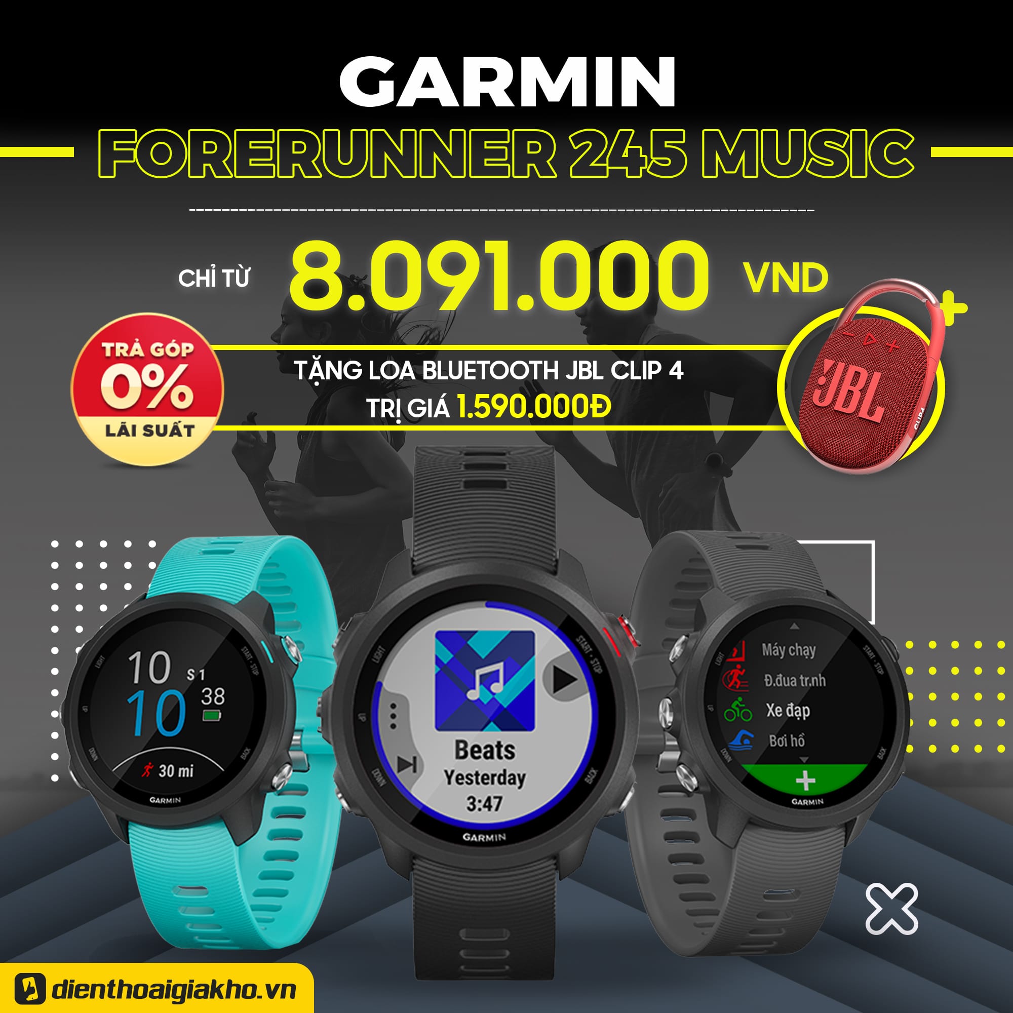 Garmin Watch Forerunner 245 Music Chính Hãng