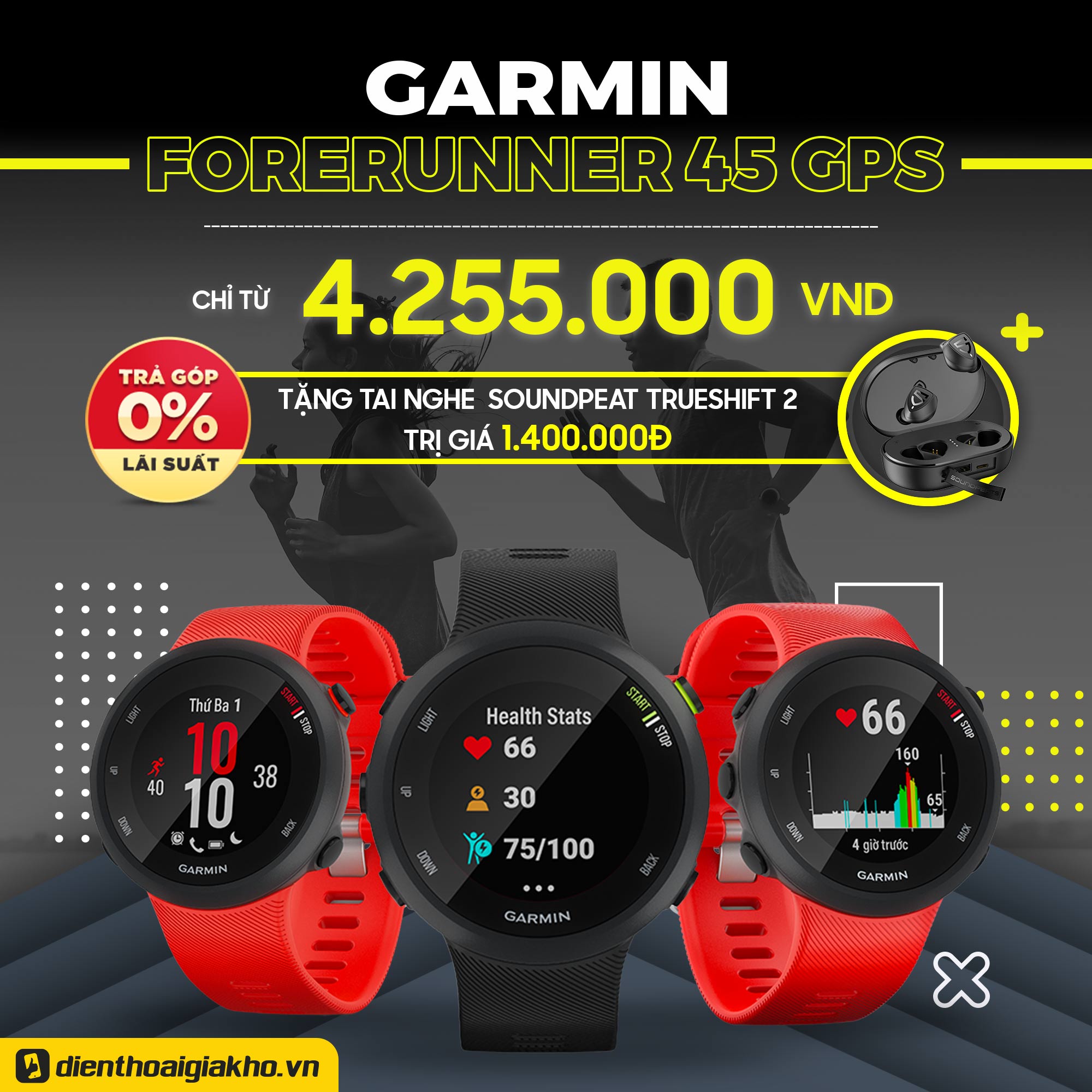 Garmin Watch Forerunner 45 GPS Chính Hãng