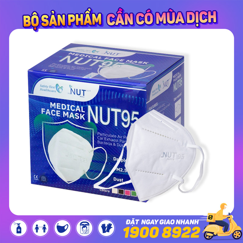 Khẩu Trang NUT 95, 5 Lớp, Giấy Kháng Khuẩn, Hàng Xuất Khẩu (Hộp 20 Cái)
