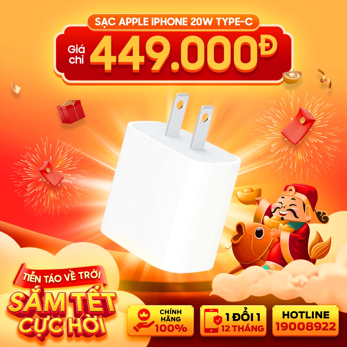 Sạc Apple iPhone 20W Type-C Hàng Chính hãng