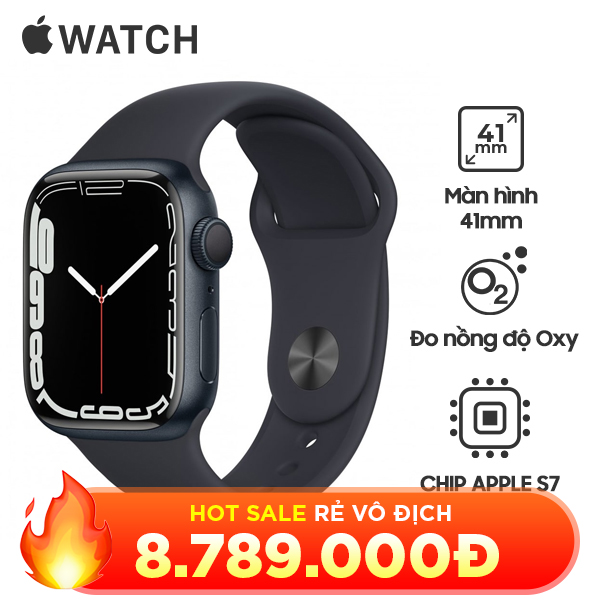 Apple Watch Series 7 41mm GPS Viền Nhôm Dây Cao Su Chính Hãng