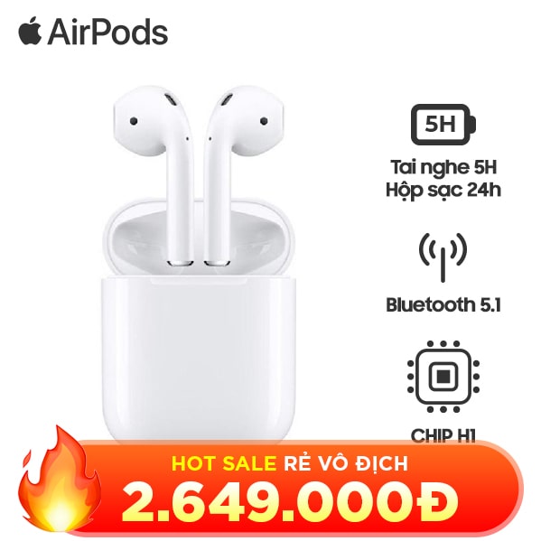 Tai nghe Apple Airpods 2 Hộp Sạc Có Dây Chính Hãng