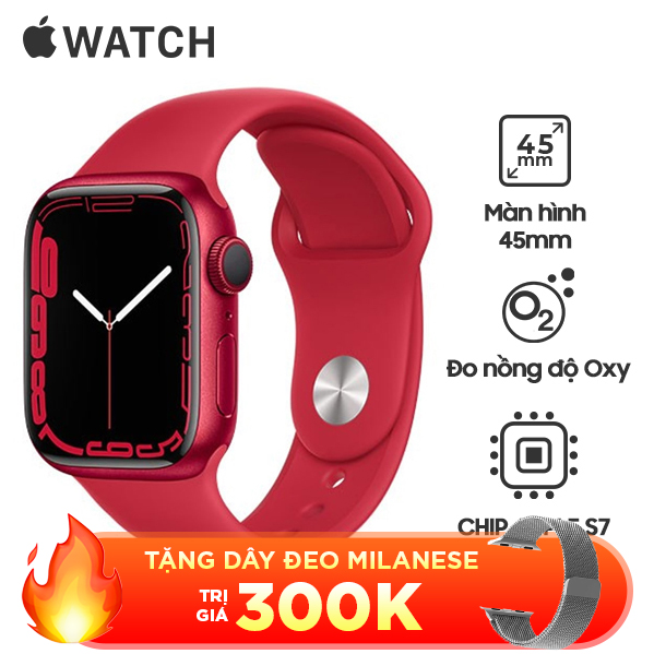 Apple Watch Series 7 45mm GPS Viền Nhôm Dây Cao Su Chính Hãng