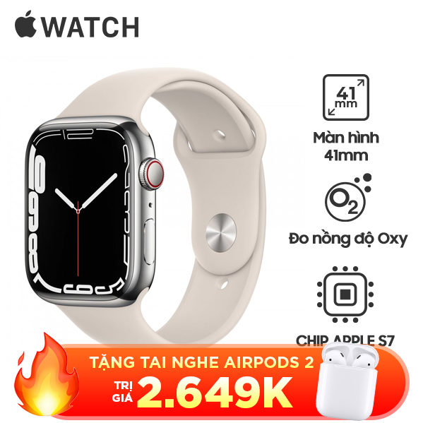 Apple Watch Series 7 Viền Thép Dây Cao Su Chính Hãng
