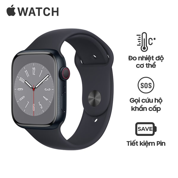 Apple Watch Series 8 45mm LTE Viền Nhôm Dây Cao Su Chính Hãng Likenew ...