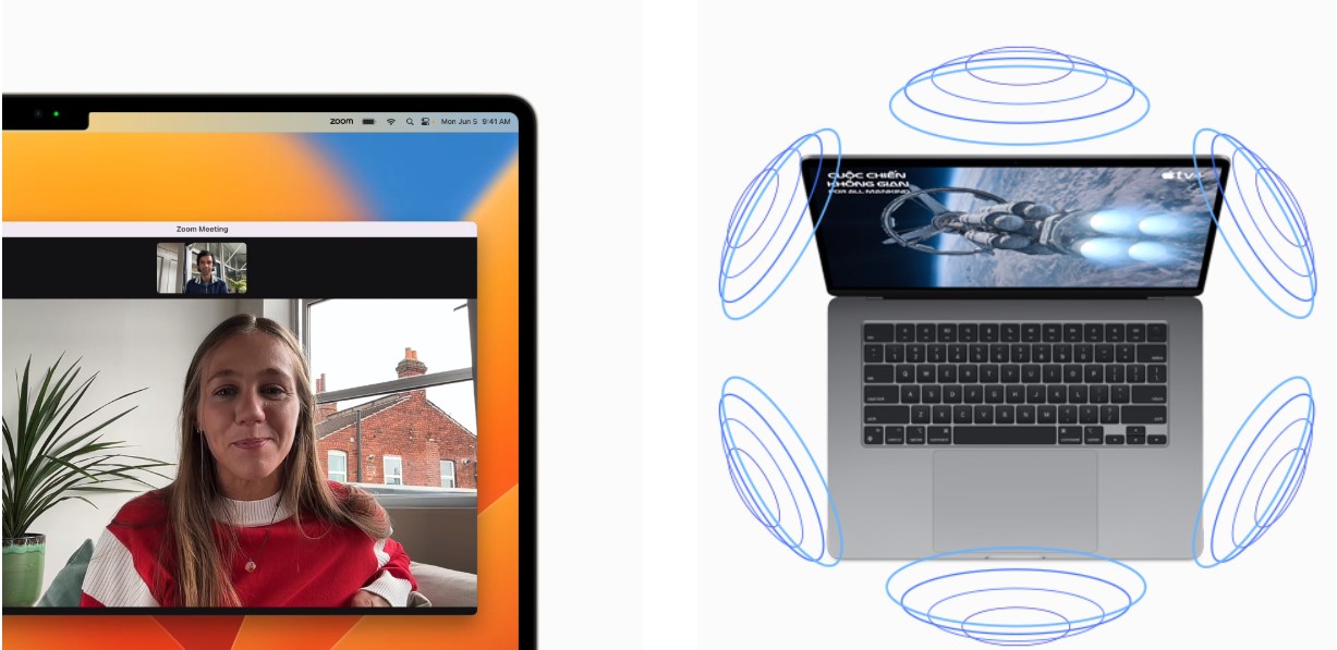 Macbook air 2023 hệ thống âm thanh và camera cao cấp