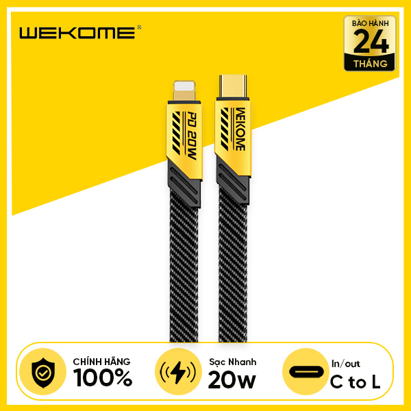 Cáp Sạc Nhanh WEKOME WDC-191 C To Lightning 20W Thiết Kế Dây Dẹp Bọc Dù