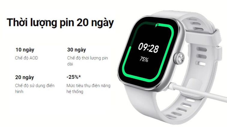 thời lượng pin redmi watch 4