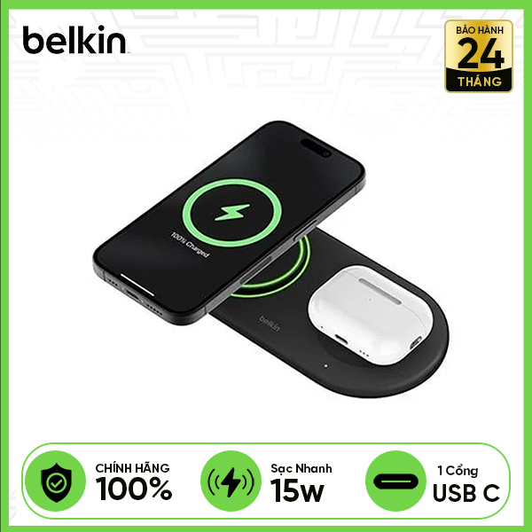 Đế sạc không dây BELKIN BoostCharge Universal Qi2 15W