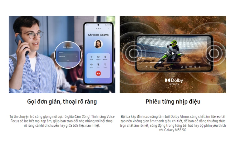 âm thanh rõ nét galaxy m35