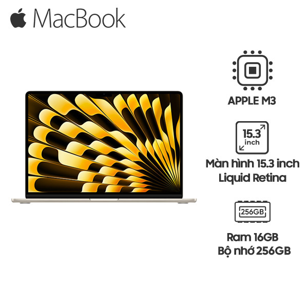 MacBook Air M3 15 Inch 8 CPU 10 GPU (16GB/256GB) | Chính Hãng Apple Việt Nam