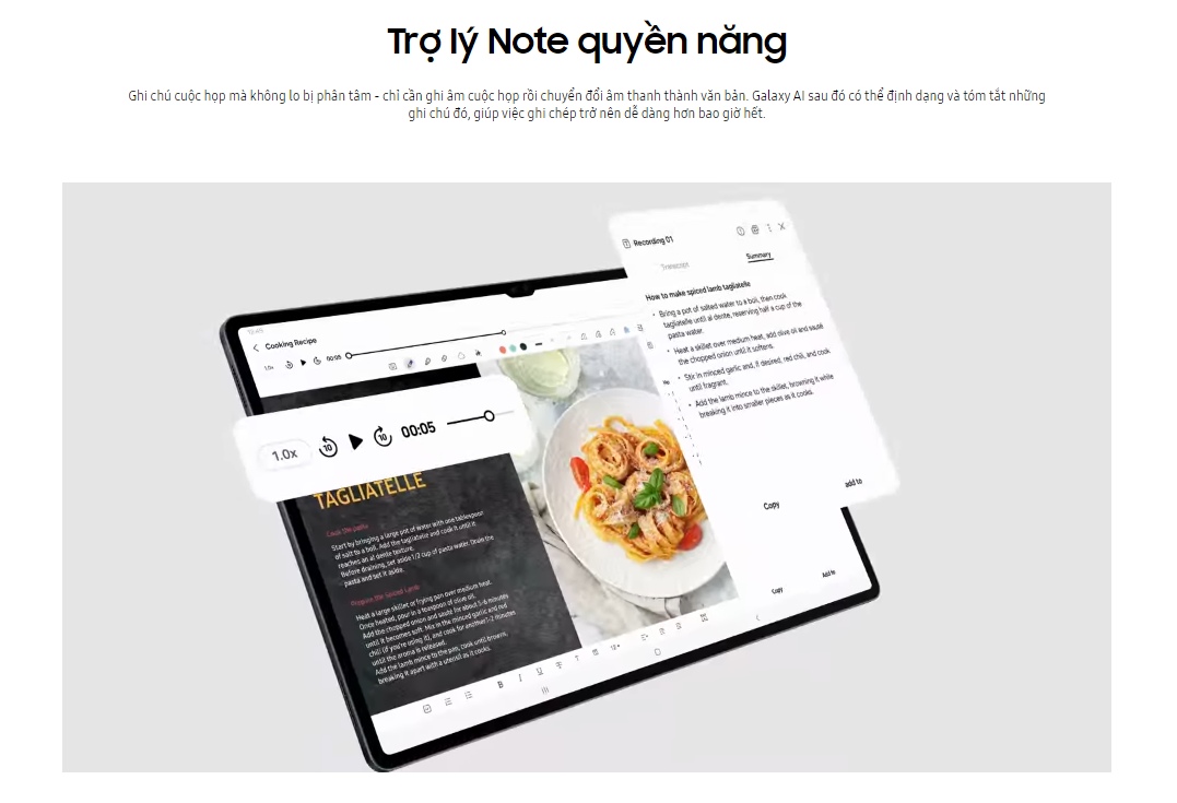 trợ lý note trên Galaxy Tab S10 Series