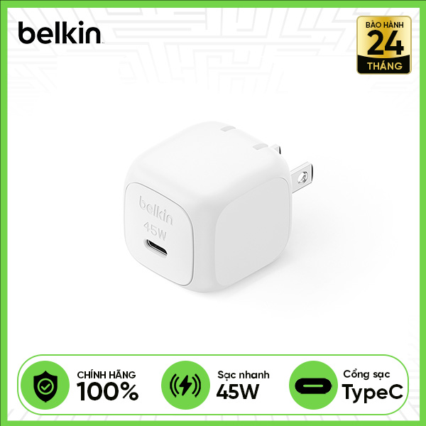 Củ Sạc Nhanh BELKIN 45W PD 3.0 PPS GaN