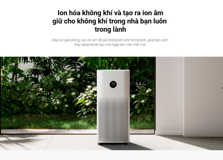 Tính năng ion hóa âm tăng cường sự tươi mới