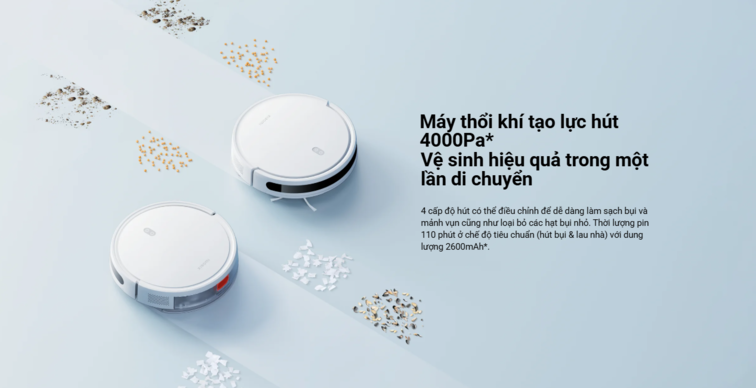 vượt trội với lực hút 4000Pa