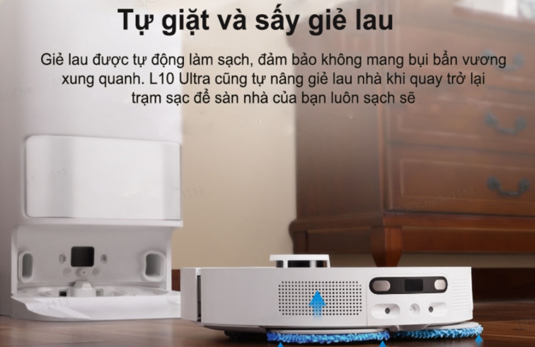 Tính năng tự động giặt và sấy khô giẻ lau