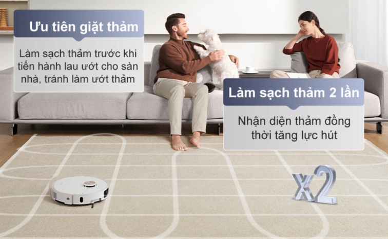 Nâng giẻ lau 10.5mm khi gặp thảm sợi ngắn