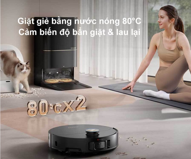 Giặt giẻ lau bằng nước nóng 80°C