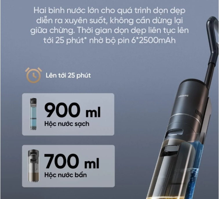 Hệ thống bình nước lớn, dọn dẹp không gián đoạn
