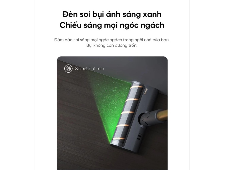 Dreame V12s tích hợp đèn soi bụi ánh sáng xanh
