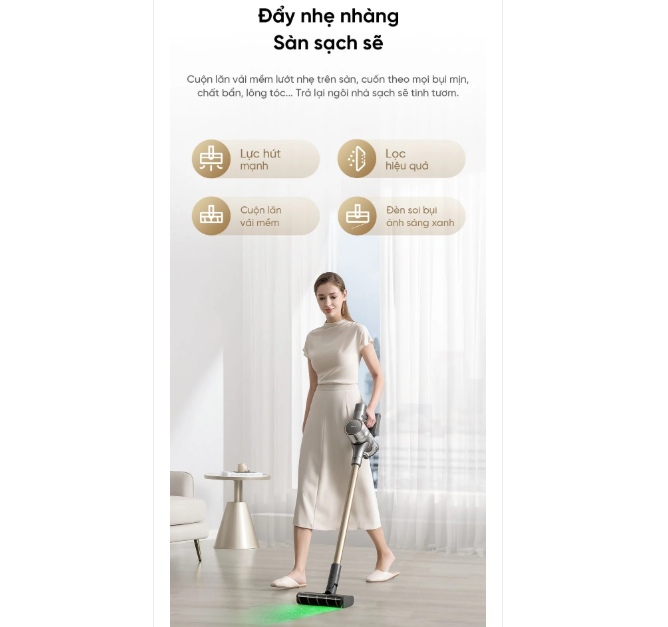 Đẩy nhẹ nhàng, sàn sạch khỏe