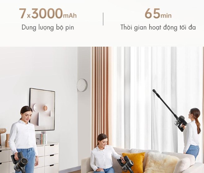 Thời lượng sử dụng đến 65 phút