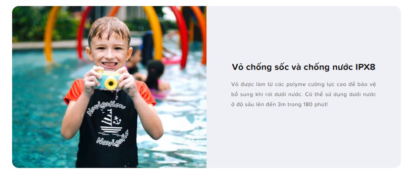 Khả năng chống nước IPX8, hoạt động dưới độ sâu 3m