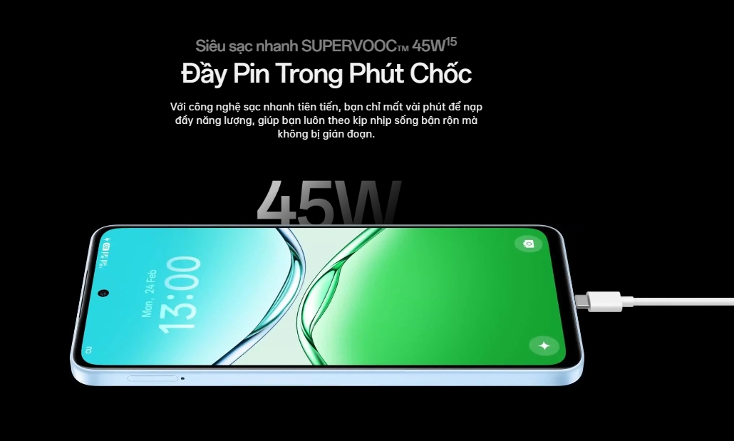 Công nghệ sạc nhanh 45W SUPERVOOC