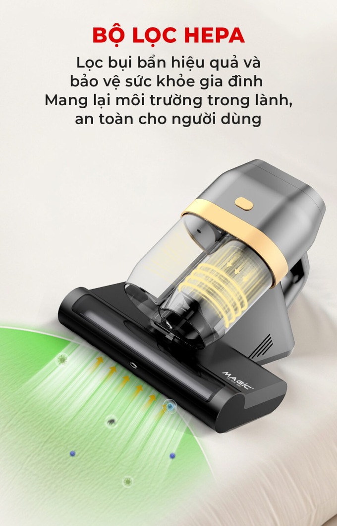 Bộ lọc HEPA cao cấp, lọc sạch bụi mịn và tác nhân gây dị ứng