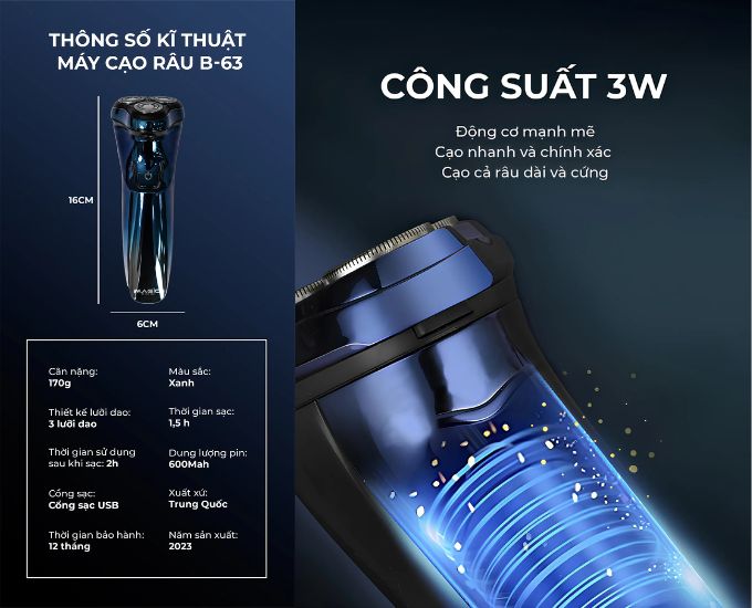 Hiệu năng vượt trội với công suất 3W mạnh mẽ