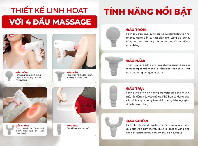 4 đầu massage chuyên biệt