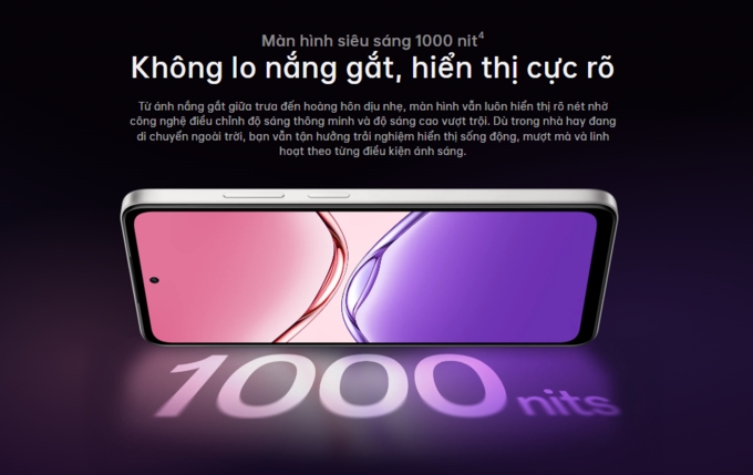 Màn hình siêu sáng 1000 nit, hiển thị rõ nét mọi lúc