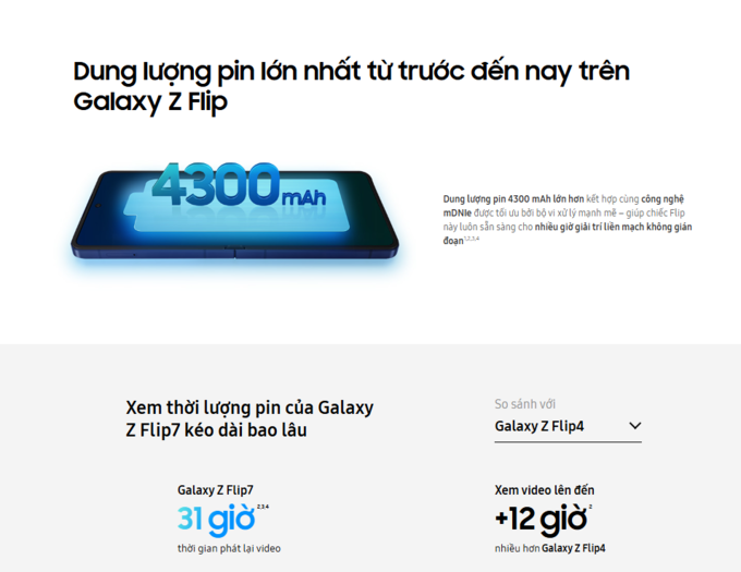 Dung lượng pin lớn 4300mAh