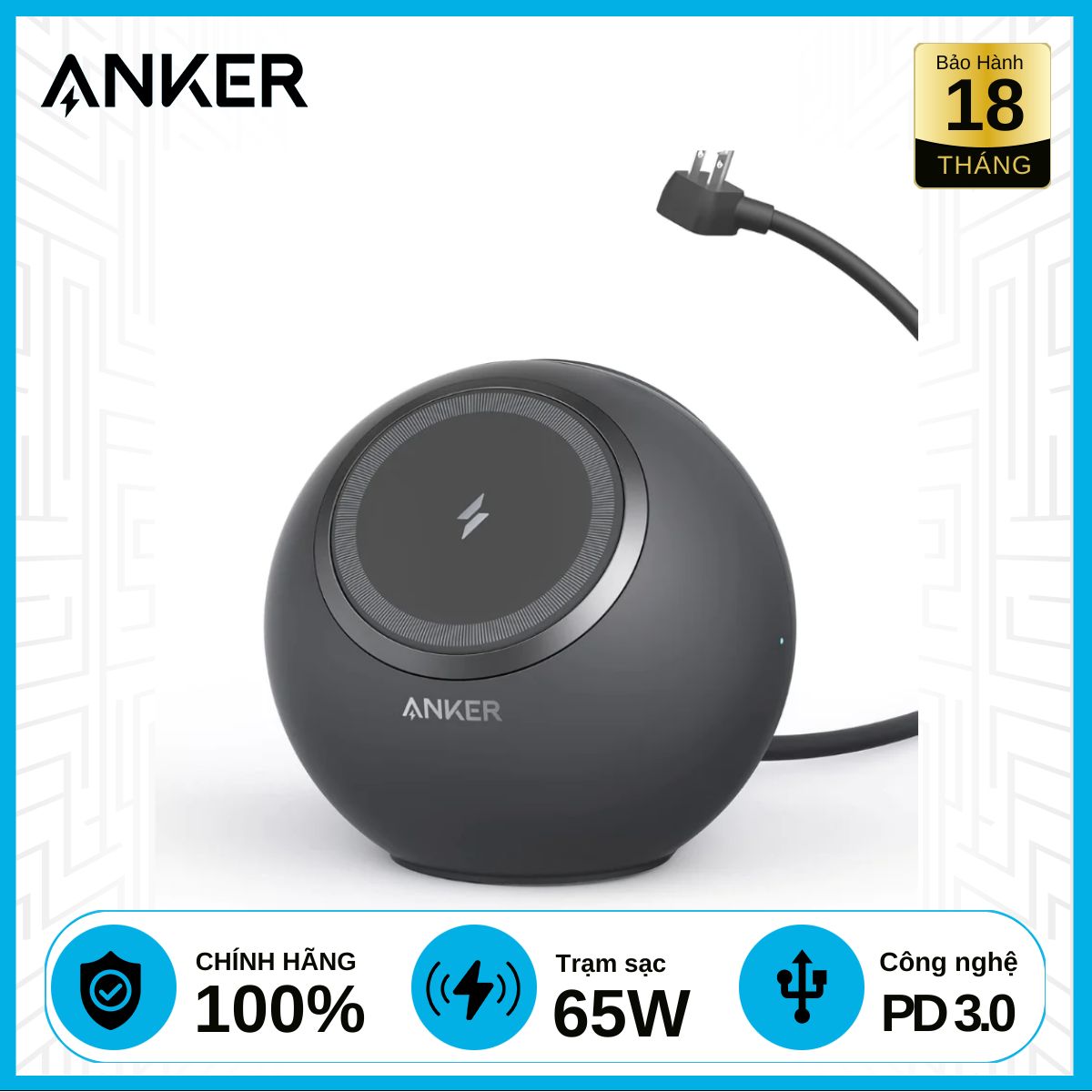 Đế Sạc Anker 637 MagGo A9137 3AC2C2A 65W Chính Hãng