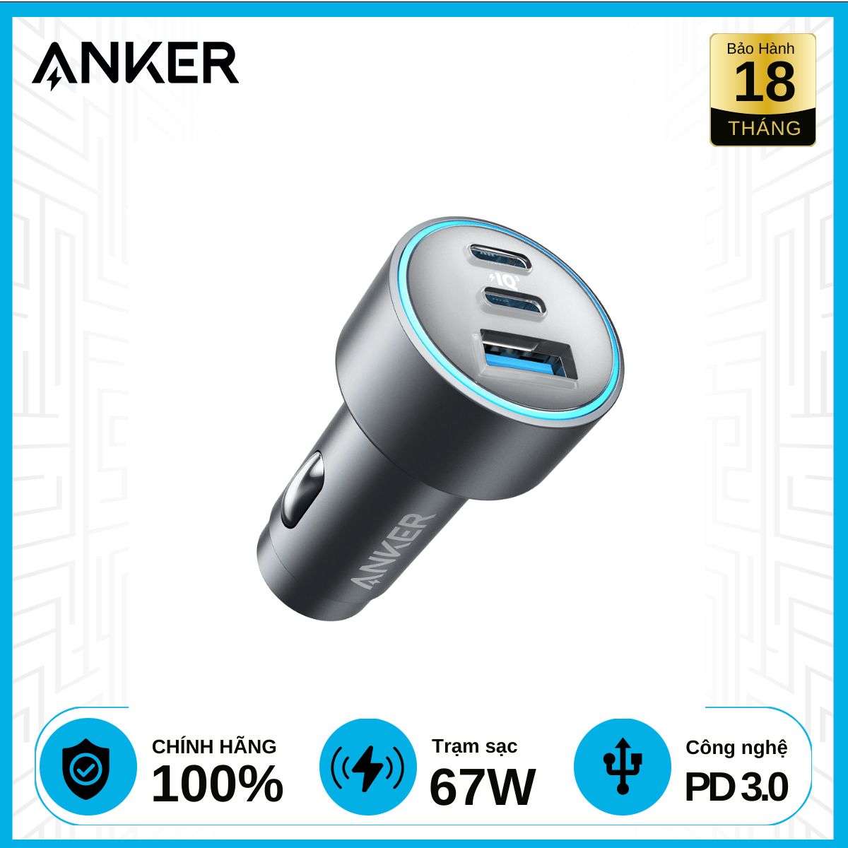 Sạc Ô tô Anker 535 2C1A 67W A2731 Chính Hãng