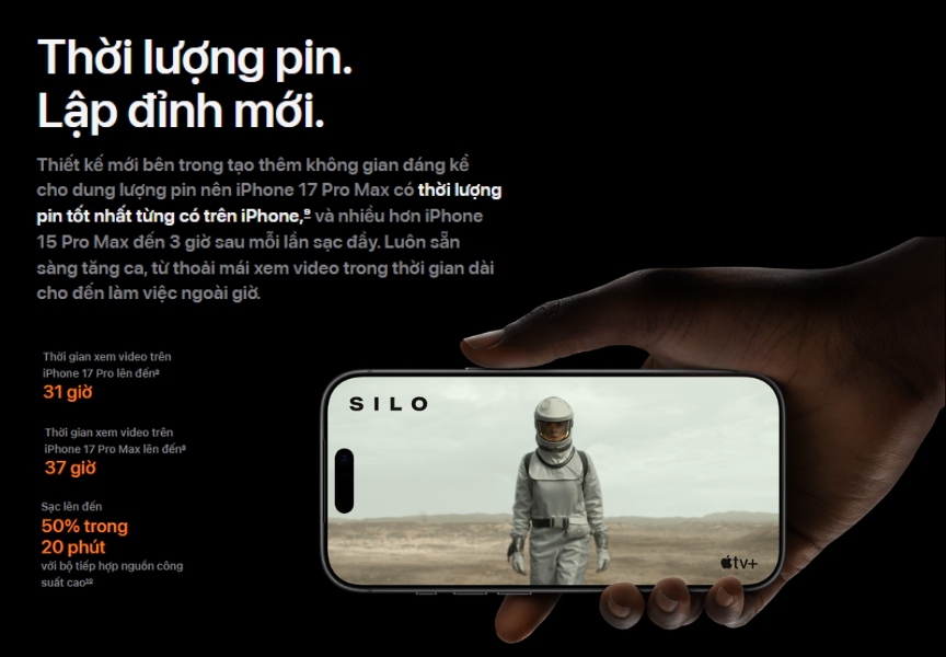 Pin bền bỉ, sạc nhanh 40W