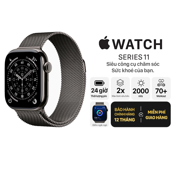Apple Watch Series 11 46mm GPS + Cellular Viền Titan Dây Thép Không Gỉ Chính Hãng Apple Việt Nam