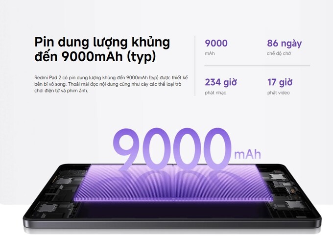 Pin dung lượng khủng 9000mAh