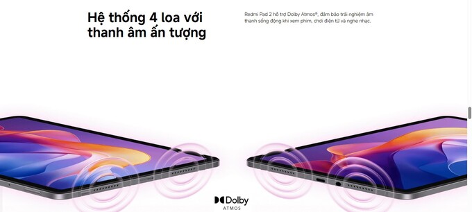 Hệ thống 4 loa sống động hỗ trợ Dolby Atmos