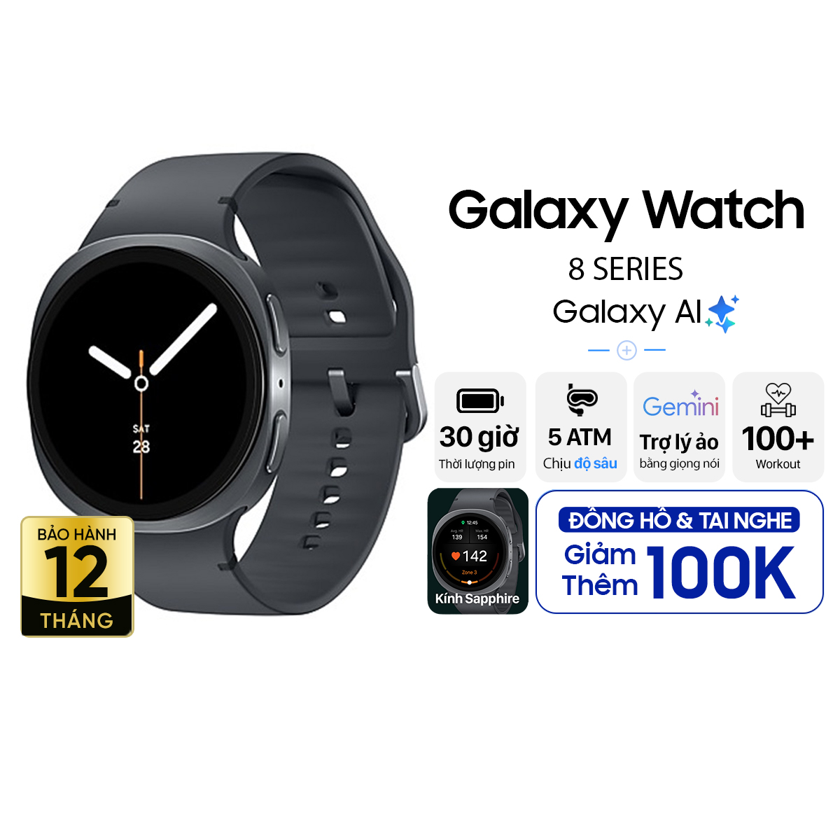 Samsung Galaxy Watch 8 BT 44mm Chính Hãng - BHĐT