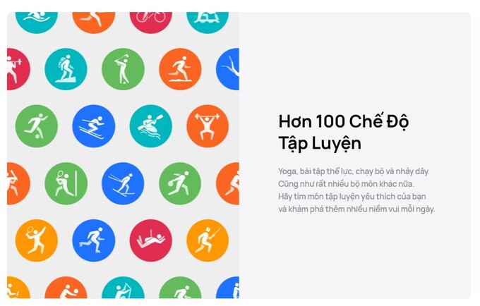 Hơn 100 chế độ thể thao