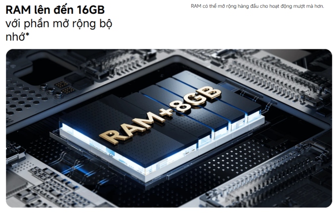 RAM mở rộng tối đa lên tới 16GB