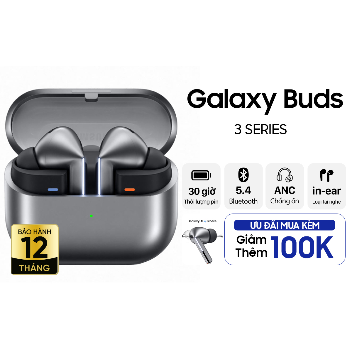 Tai nghe không dây Samsung Galaxy Buds 3 Pro Chính Hãng