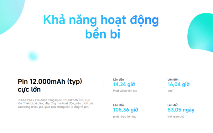 Pin 12.000mAh si&ecirc;u lớn, sạc ngược 27W tiện lợi