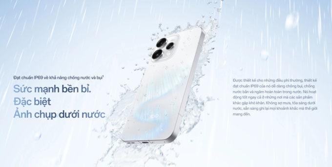 Đạt chuẩn kh&aacute;ng nước v&agrave; bụi IP69