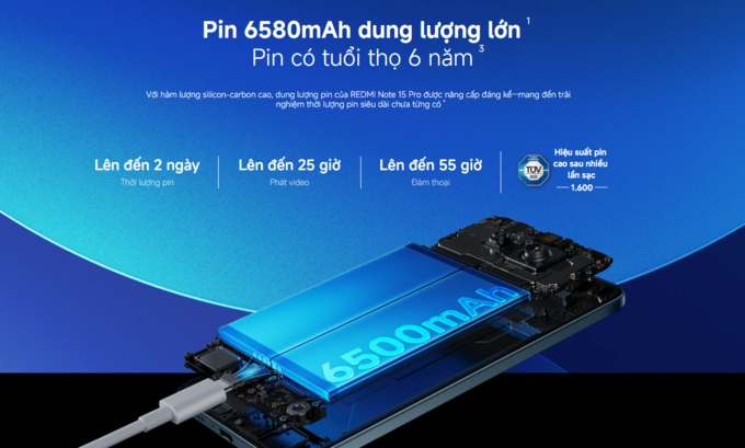 Pin Silicon-Carbon 6580mAh bền bỉ