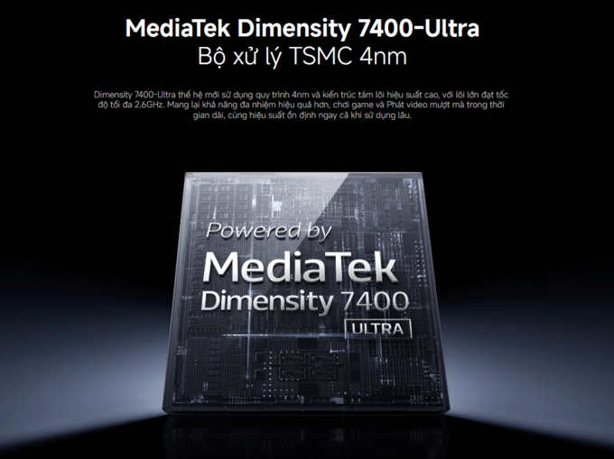 Hiệu năng mạnh mẽ với Dimensity 7400-Ultra