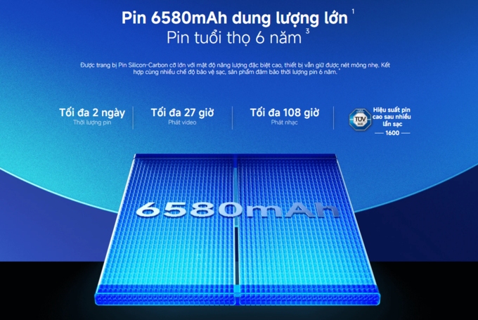 Pin Silicon-Carbon 6580mAh