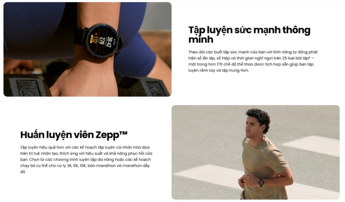 Hơn 170 chế độ luyện tập với Zepp Coach