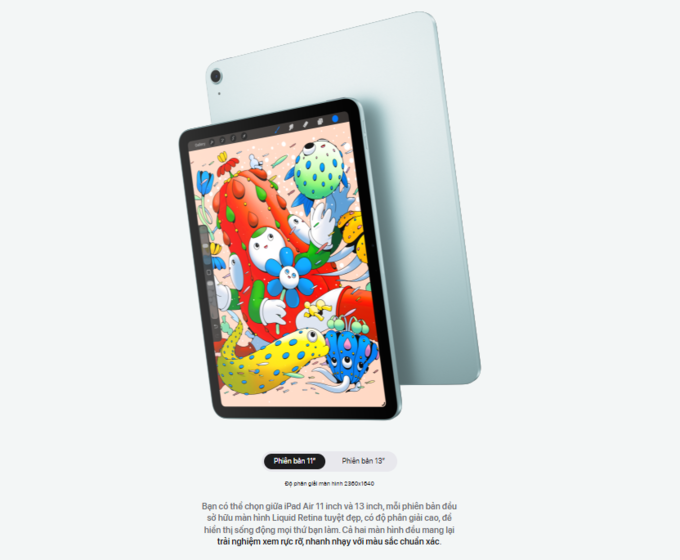 Hai k&iacute;ch thước m&agrave;n h&igrave;nh Liquid Retina tuyệt đẹp